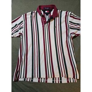 Vintage 90s Tommy Hilfiger Stripe Polo Retro Crest Logo Size XL